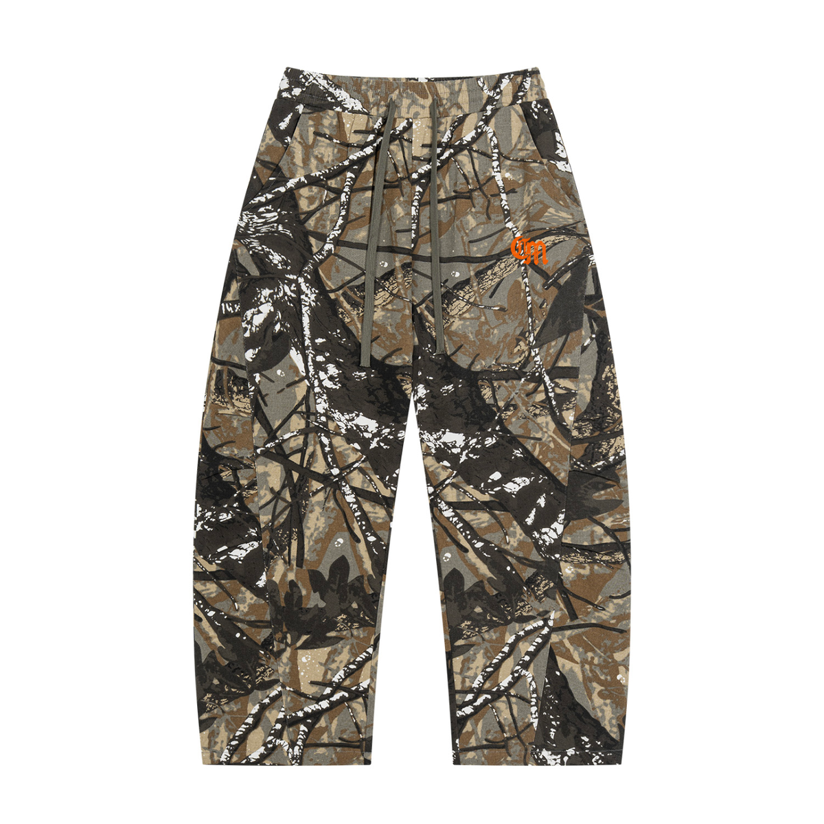 Twill Cotton Tree Camo Barrel Leg Pants