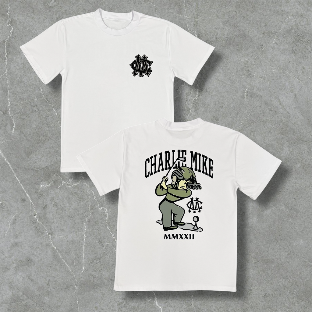 "Sergeant Swings-A-Lot" White Graphic Tee