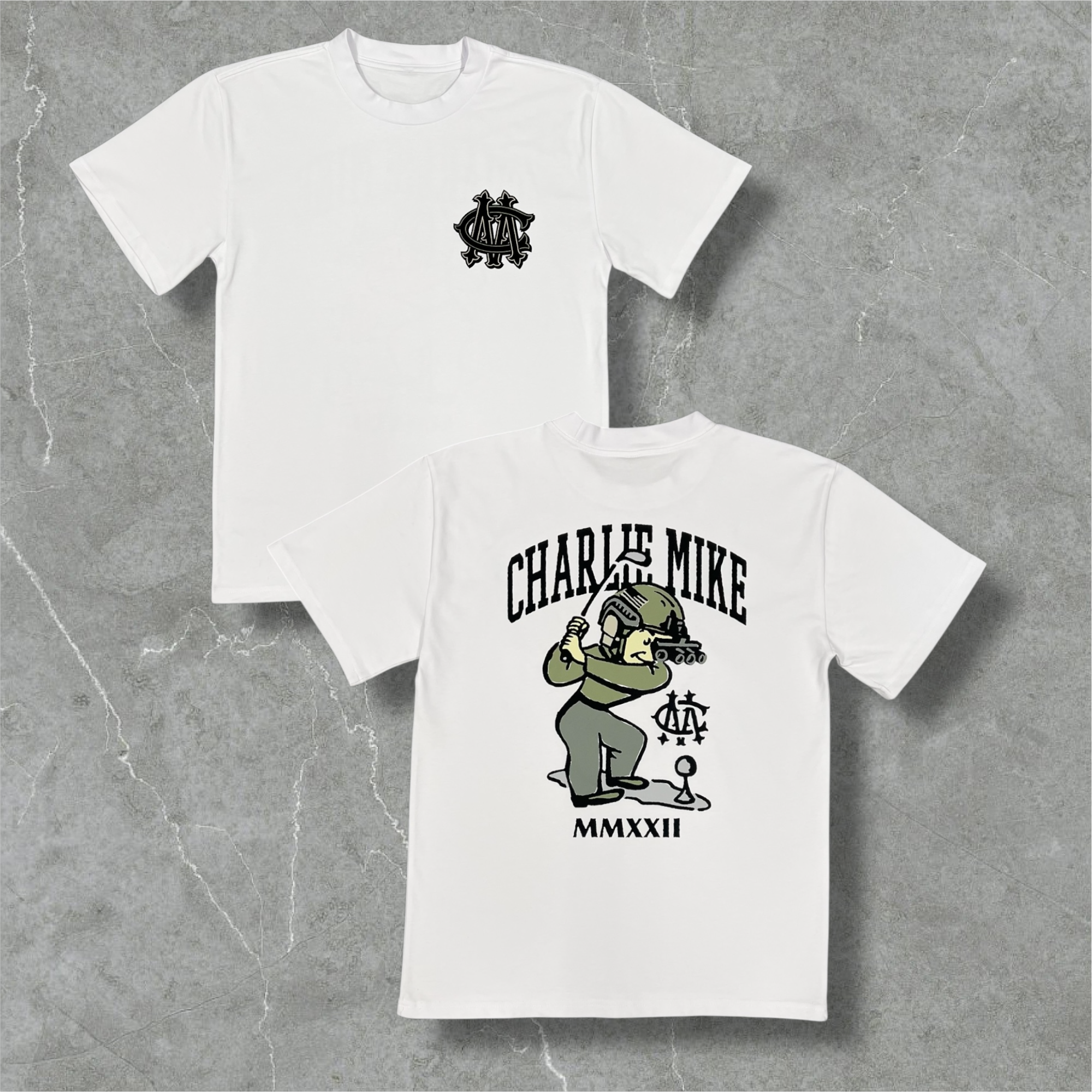"Sergeant Swings-A-Lot" White Graphic Tee