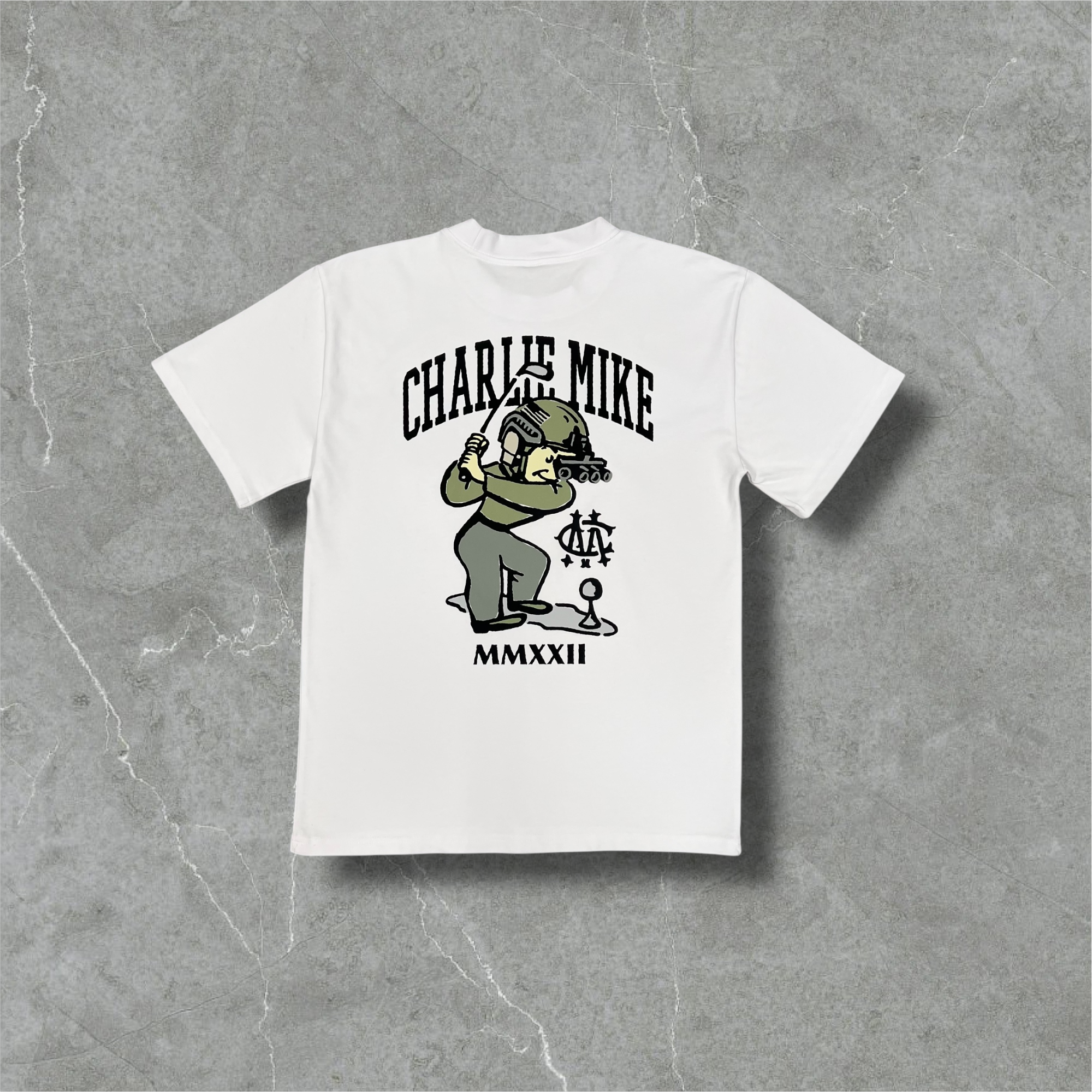 "Sergeant Swings-A-Lot" White Graphic Tee